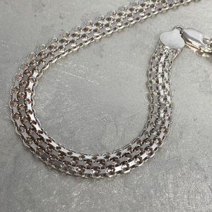 STERLING SILVER 16” Domed Multi-row Necklace “925”